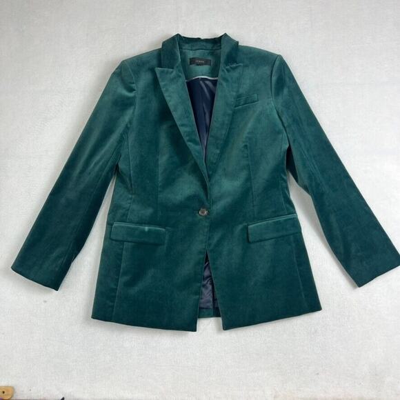 J. Crew Blazer Jacket Womens 10 Willa Velvet Green Old Forrest Stretch Career - Picture 1 of 12